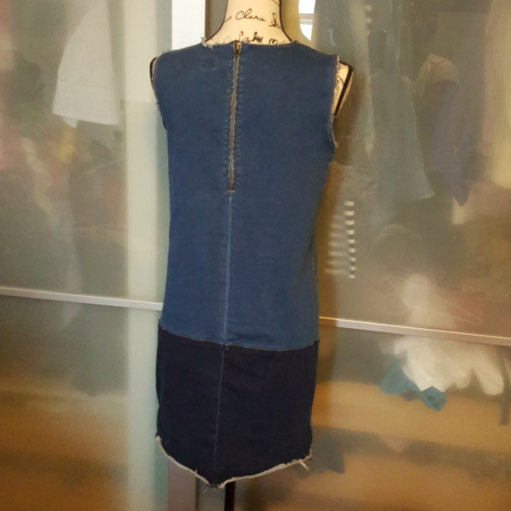 Denim Patchwork Shift Dress - image 2